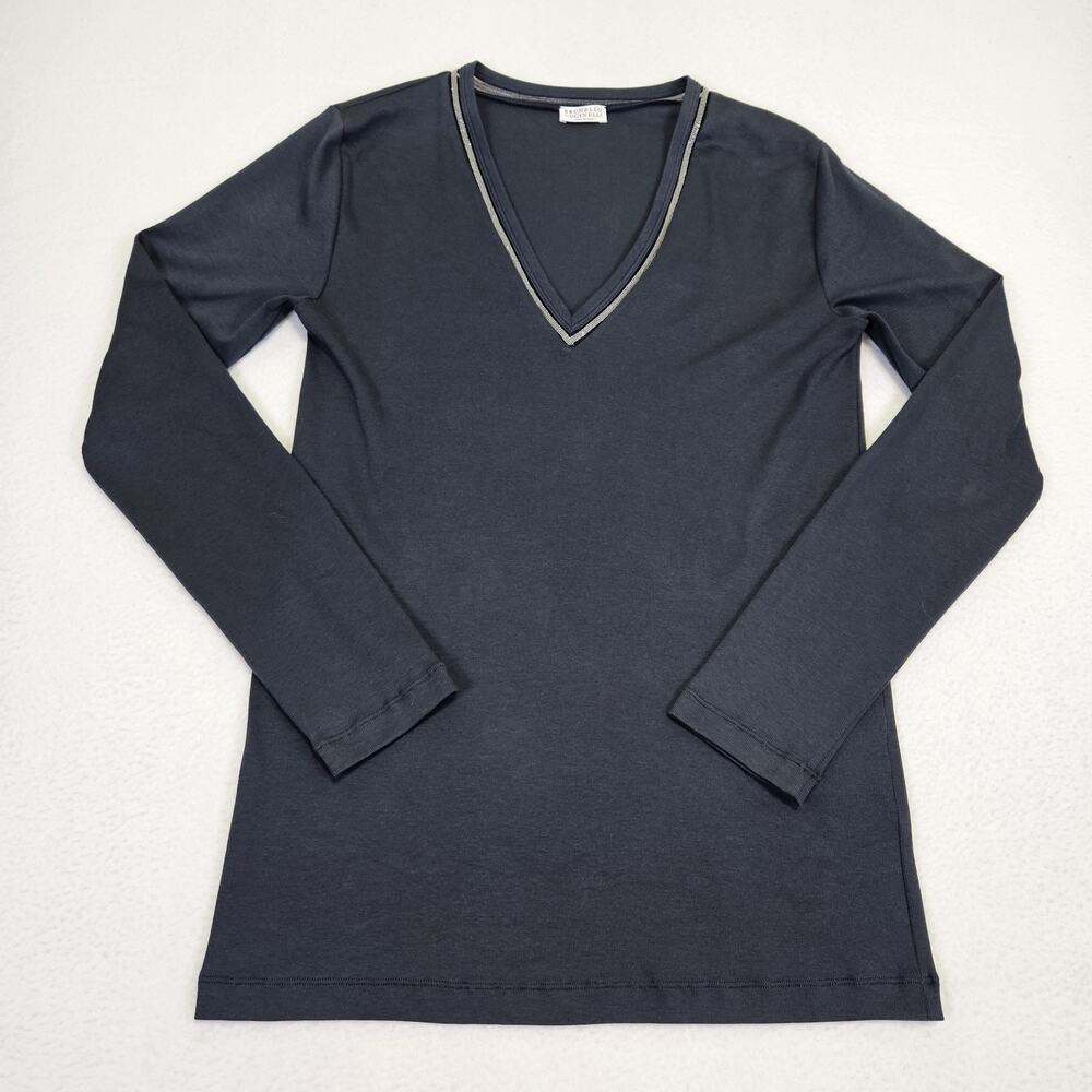 Brunello Cucinelli Monili Top Women 3XL Fits US XL V-Neck Long Sleeve M0TC8BJ212